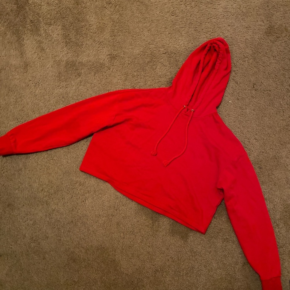 red cropped sweatshirt